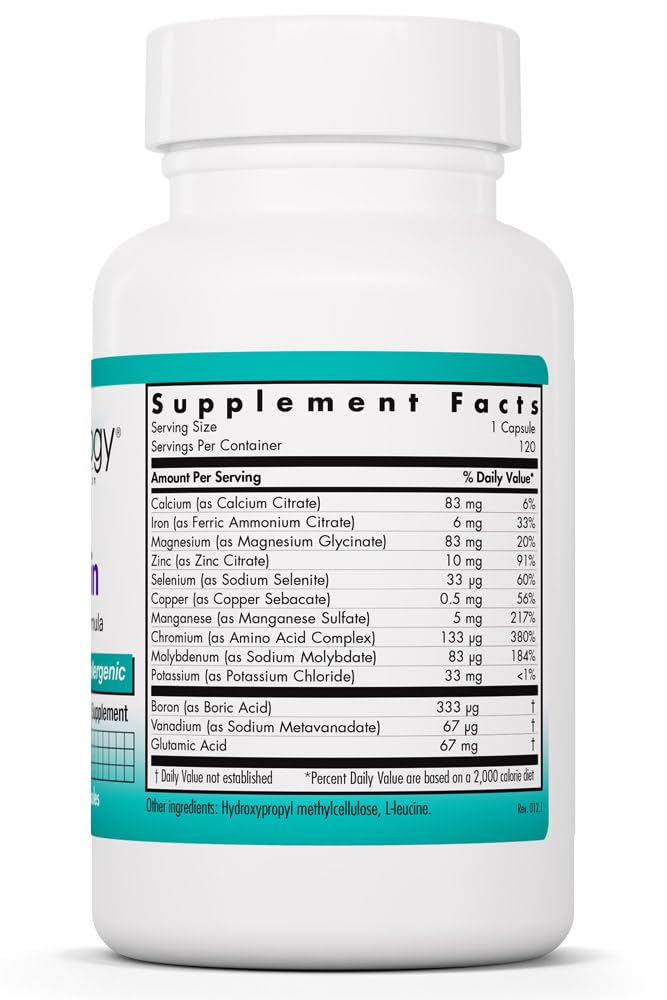 Allergy Research Group NutriCology MultiMin Essential Mineral Blend with Macro Trace & Ultra Trace Minerals Capsules, 120 Count