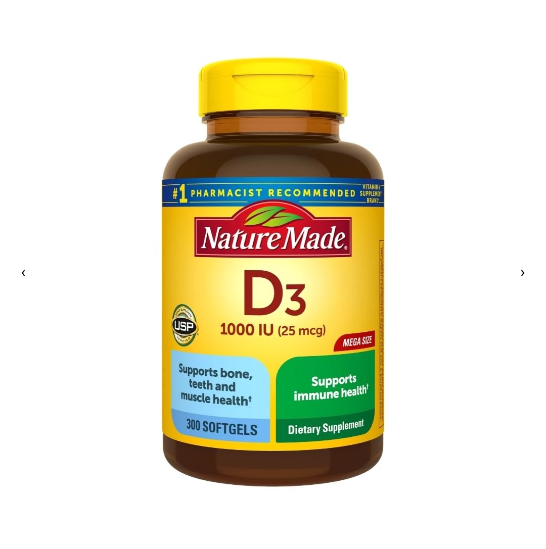 Nature Made Vitamin D3 1000 IU Softgels, 300 Count