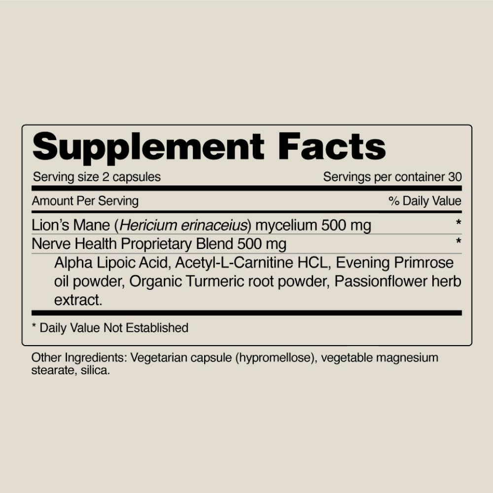 Snap Supplements Nerve Health Support with Lion's Mane Capsules 60