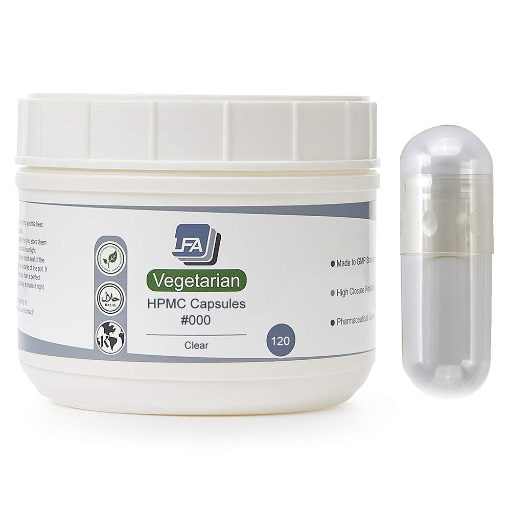 LFA Tablet Presses Vegan Empty Veggie Capsules Hypromellose (HPMC), Capsule, 120 Count