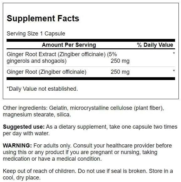 Swanson Ginger Root (Standardized) 250 Milligrams 120 Capsules