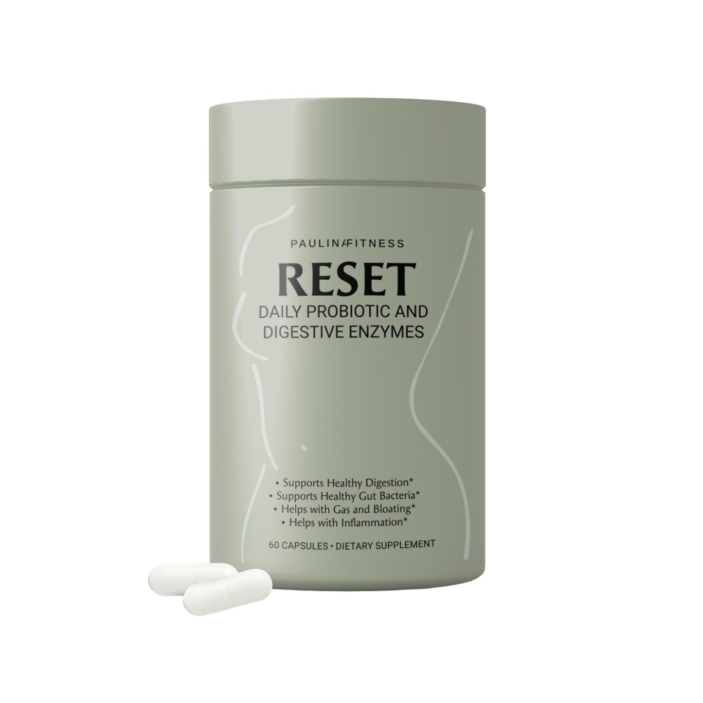Paulina FITNESS Reset Daily Probiotic + Prebiotic Plant Digestive Enzymes – Advanced Gut Reset for Women – 60 Capsules