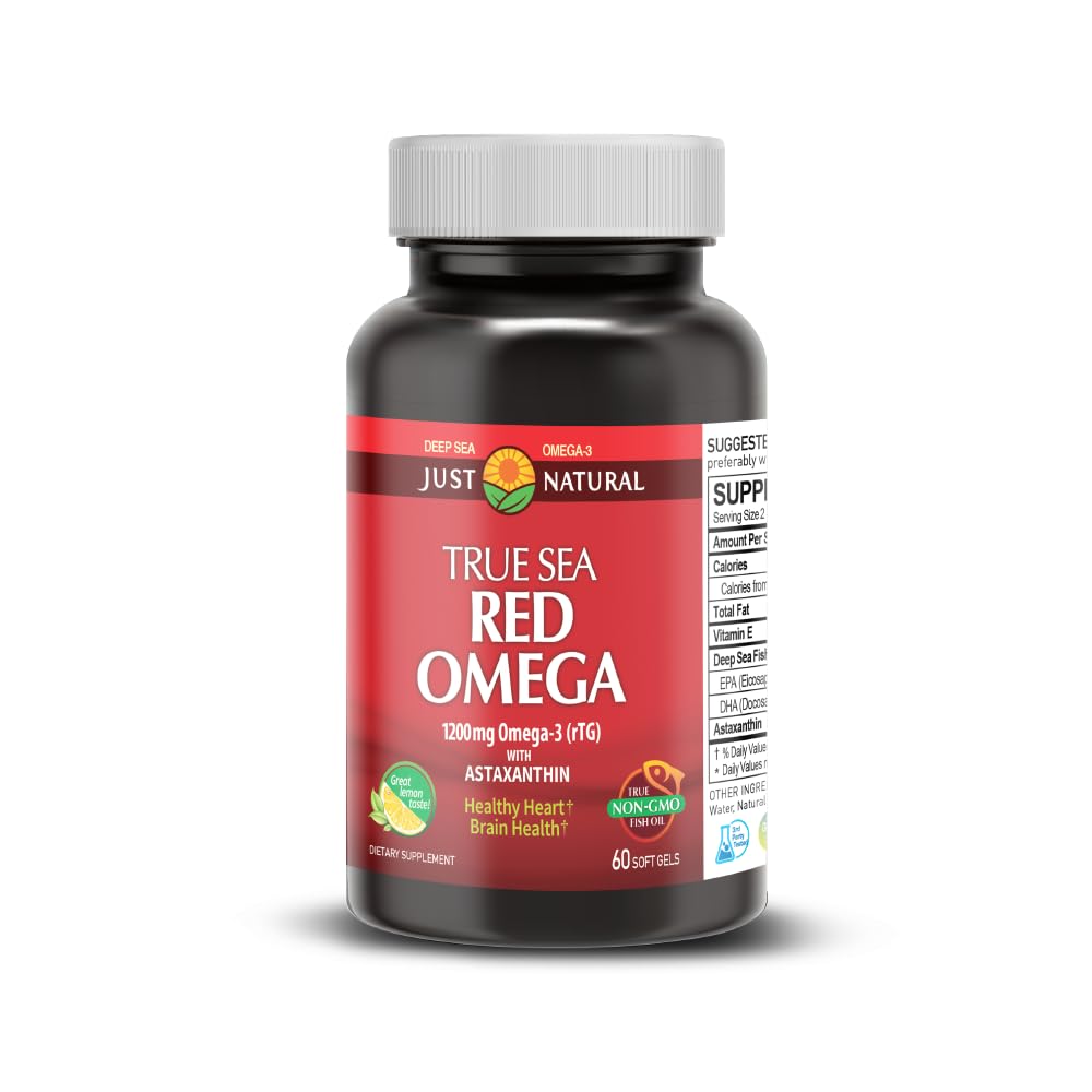 NANOWELL Red Omega-3 with Astaxanthin, DHA & EPA Immune Support Fish Oil Softgels 60 Count