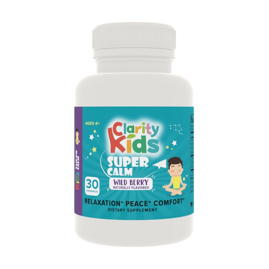 Clarity Prime Clarity Kids Super Calm Magnesium Chewable Vitamin for Children with L-Theanine Gummy, 30 Count
