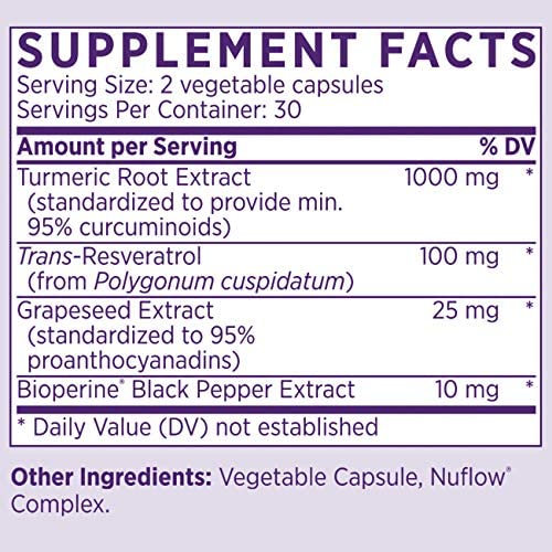 NAOMI Turmeric + Resveratrol 1000mg, 60 Capsules
