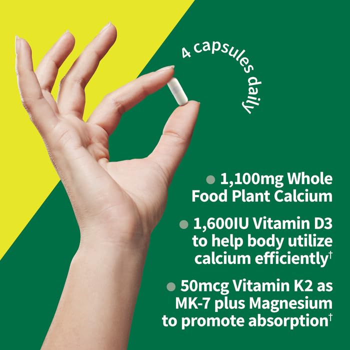 Garden of Life Raw Calcium Supplement for Women and Men - Vitamin Code Made from Whole Foods with Magnesium, K2, Vitamin D3 and Vitamin C Plus Probiotics for Digestion Capsule, 60 Count
