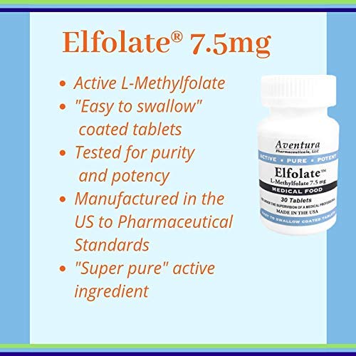 ELFOLATE 7.5mg L-Methylfolate Tablets 30 Count