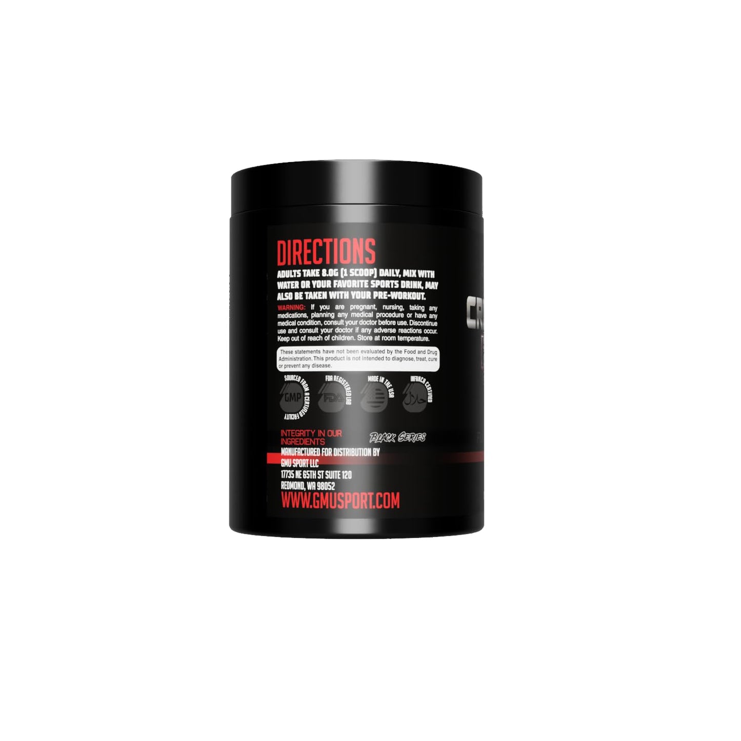 GMU SPORT Creatine HMB Powder 14.1 Ounce – 45 Servings – 5g Creatine Monohydrate + 3g HMB + Piperine