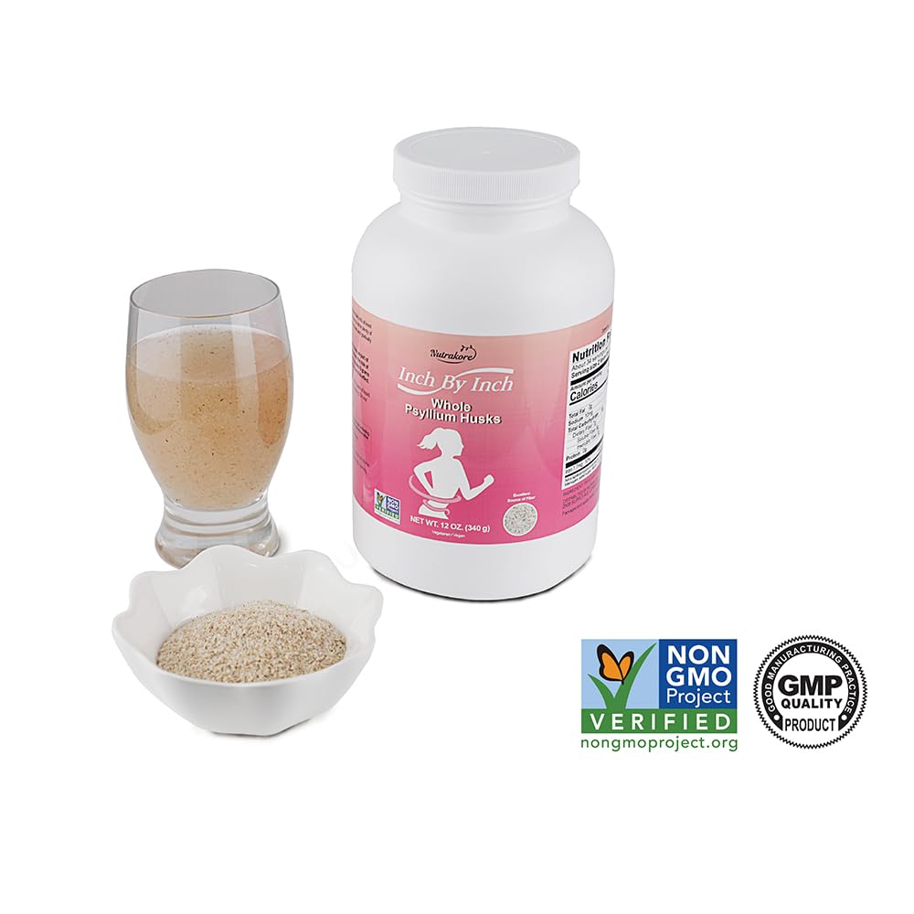 Nutrakore Inch By Inch Whole Psyllium Husks Powder, 12 oz