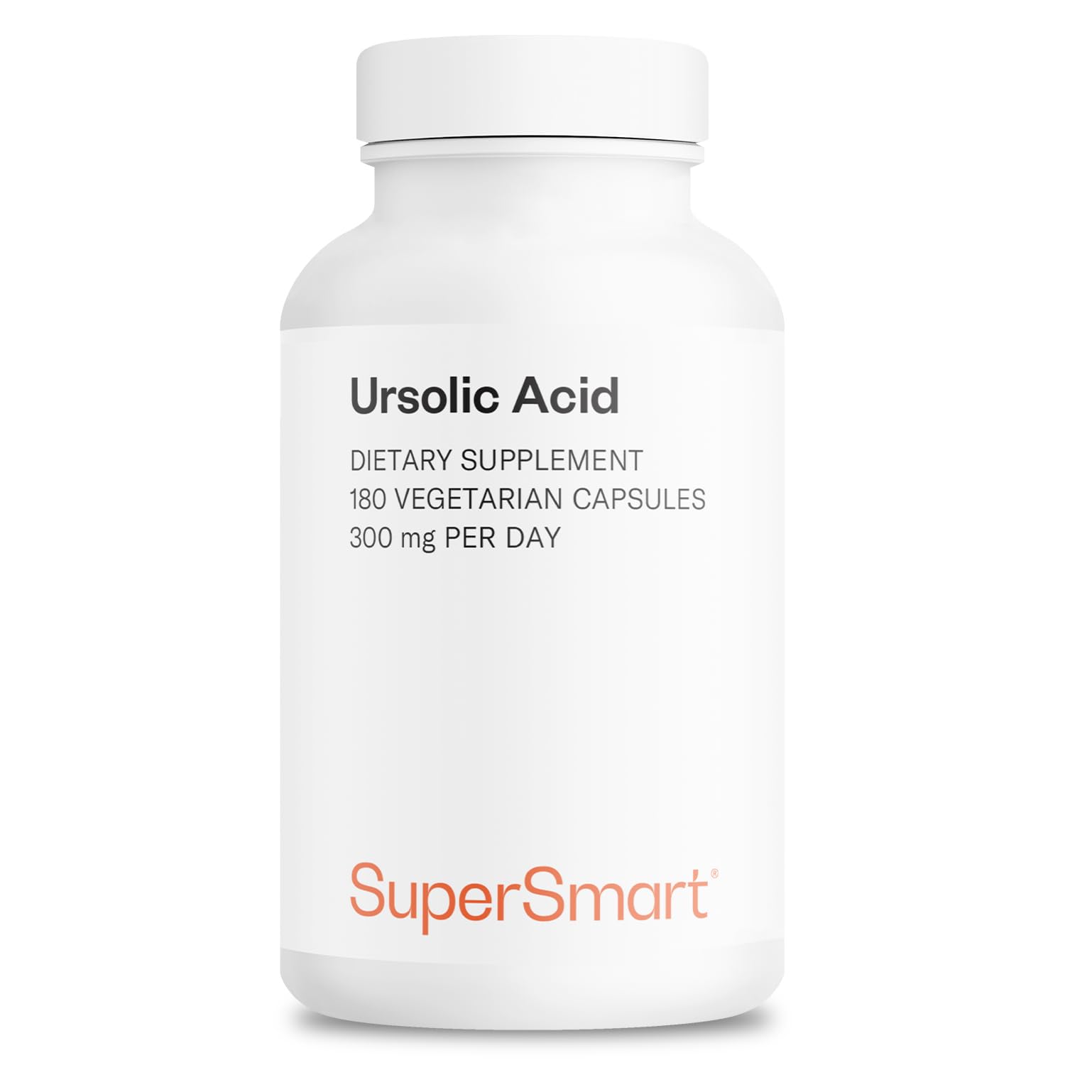 Supersmart Ursolic Acid 300mg per Day (Well-Tolerated) - Rosemary Leaf Extract Supplement Capsule, 180 Capsules