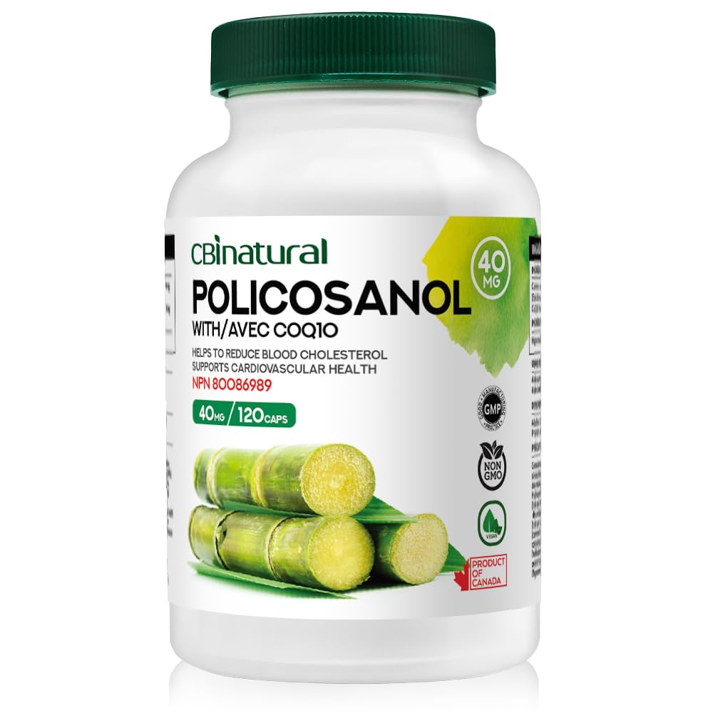 CBI Natural Policosanol 40mg with CoQ10 30mg Capsules, 120 Count