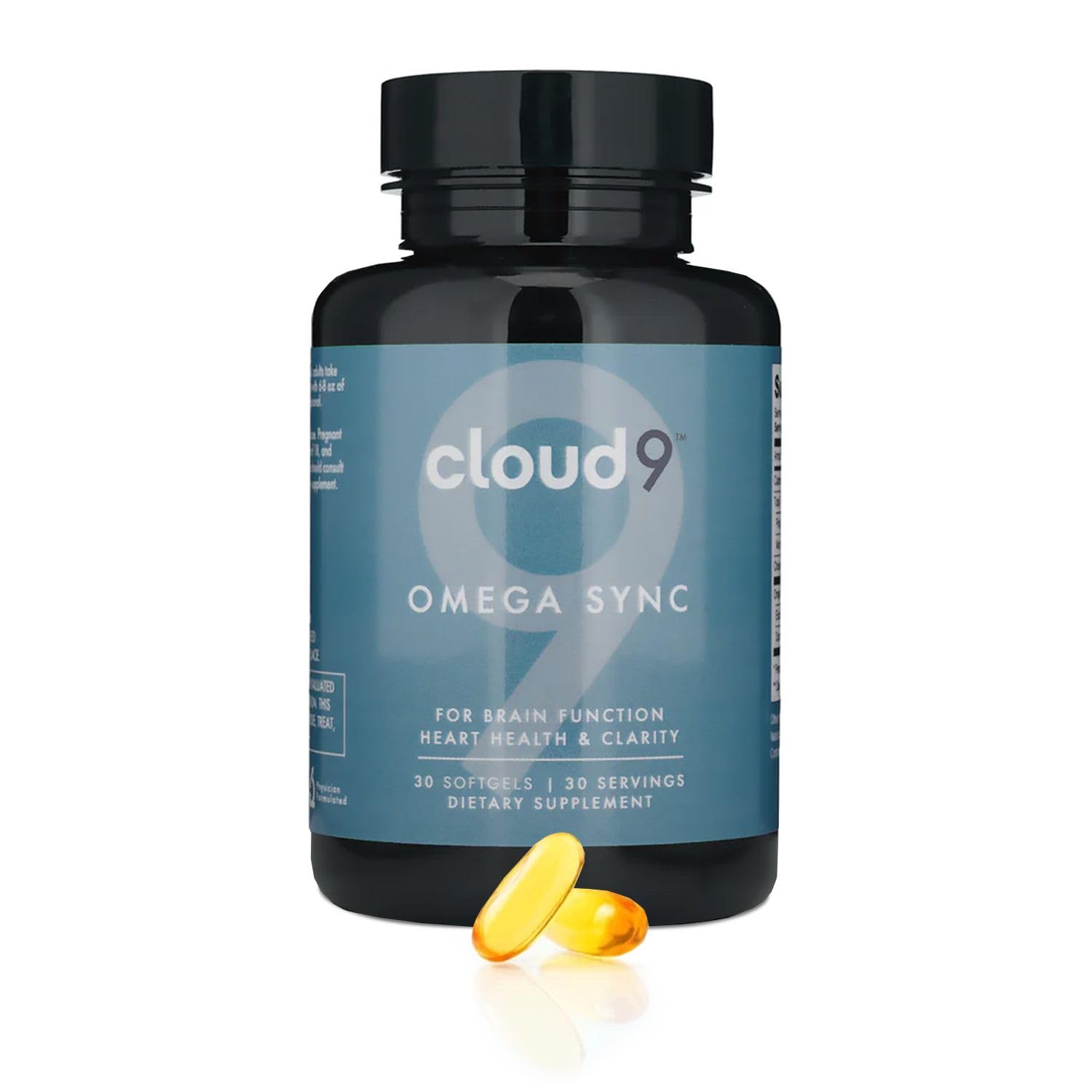 CLOUD9 BY REBOUND Omega Sync – Triple Strength Omega 3 Fish Oil with EPA & DHA – Heart, Brain & Mood Support – Lemon Flavor Burpless Capsules, 30 Count