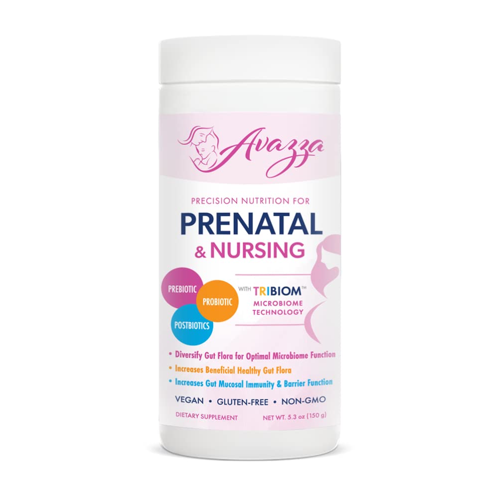 Biom Probiotics Avazza Prenatal Formula with TriBiom Formula Probiotics + Prebiotics + PostBiotics to Nurture & Stabilize Against Leaky Gut, 100% Vegan, Human Milk Oligosaccharides, Powder, 1 Ounce (Pack of 1)