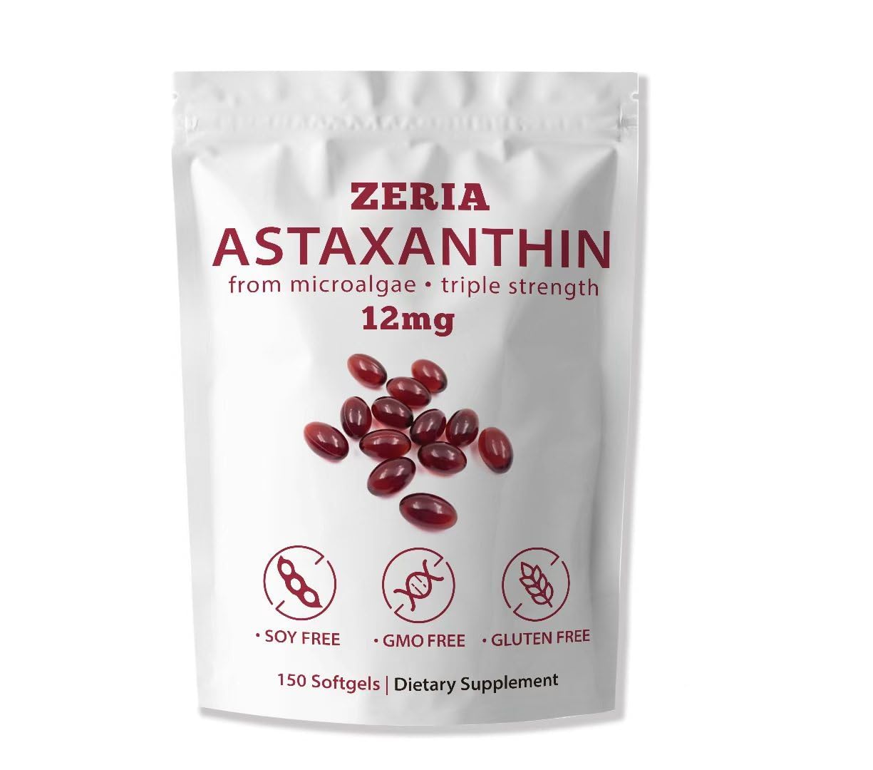 ZERIA Astaxanthin 12mg Softgels, 150 Softgels