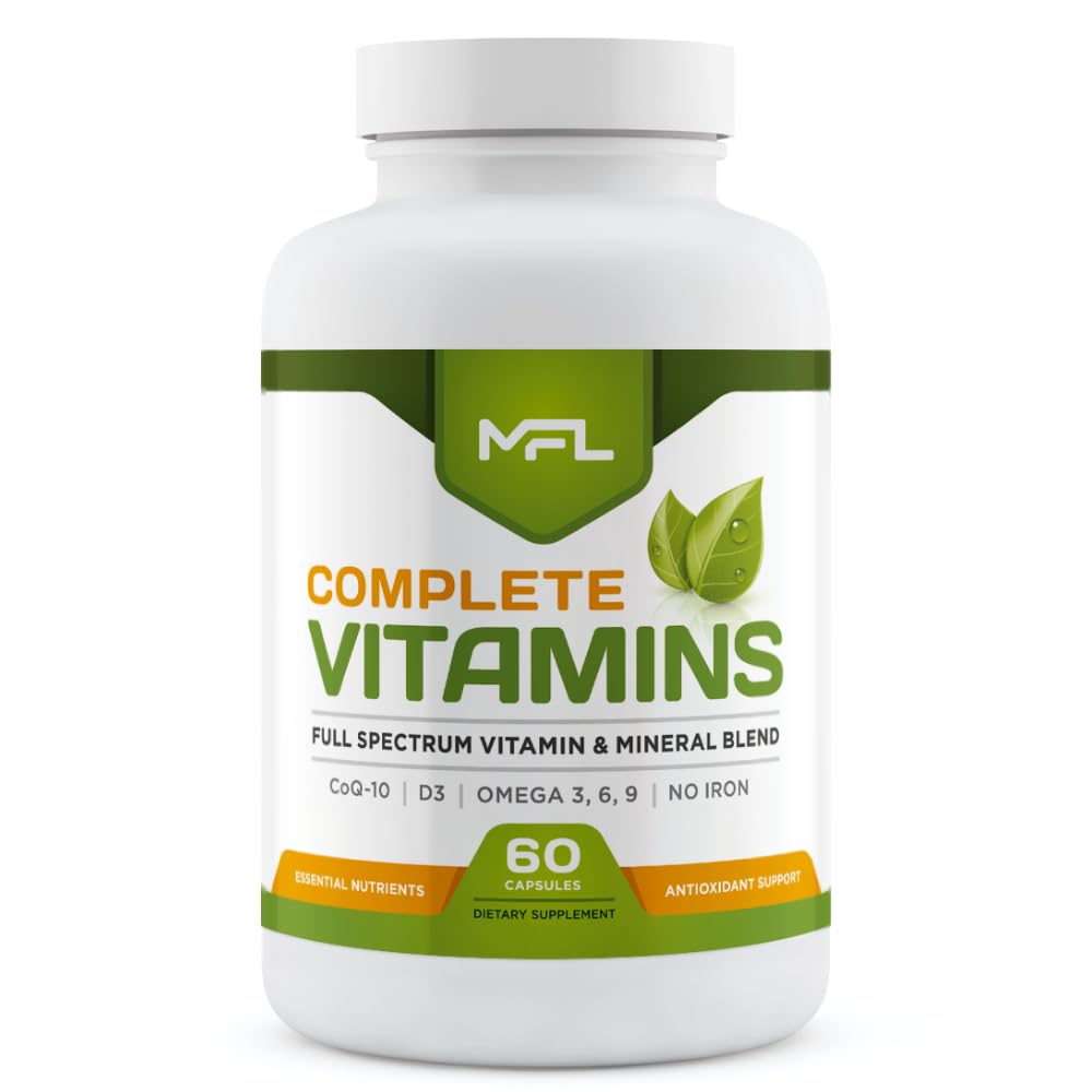 MUSCLE FOOD LABS Complete Vitamins | MULTIVITAMIN & Minerals | Omega 3.6.9 | COQ-10 | D3 | NO Iron, 60 Capsules