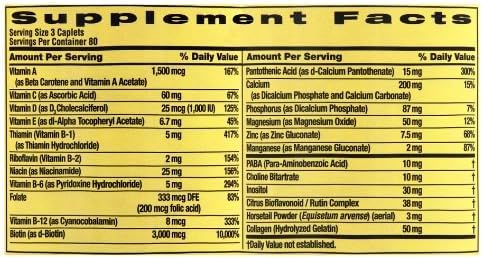 Generic Hair, Skin and Nails Vitamins Capsules 240 Count