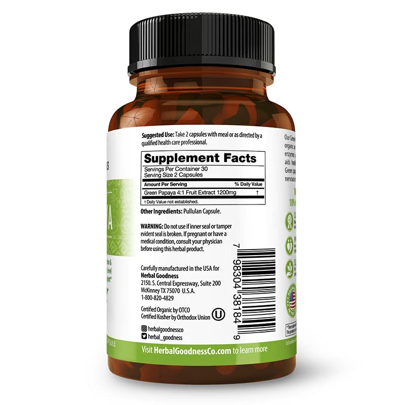 Herbal Goodness Green Papaya Fruit Capsules, 30