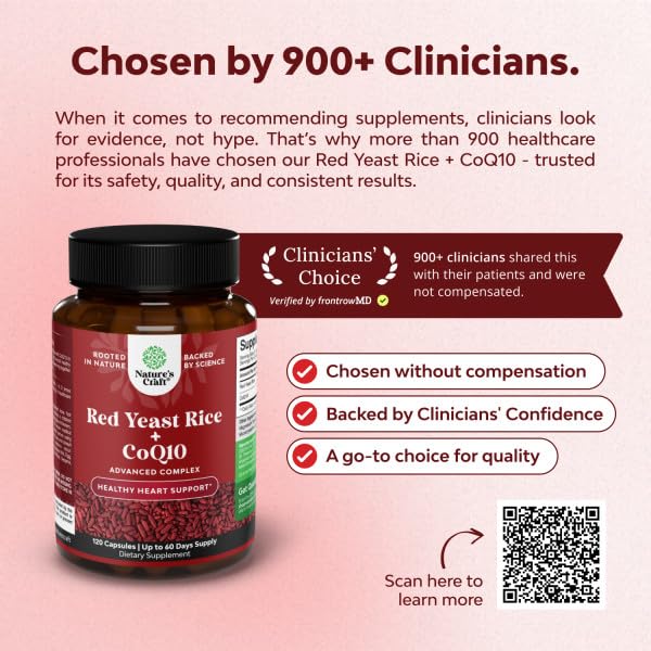 Natures Craft Red Yeast Rice with CoQ10 Capsules, 120 Count