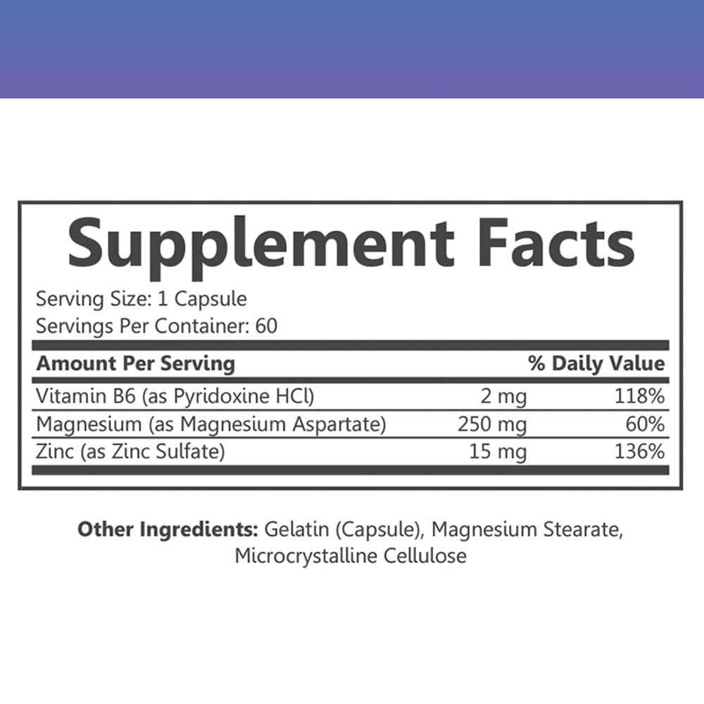Angry Supplements Just Pure Zinc, Magnesium & Vitamin B6 Capsules 120 Count