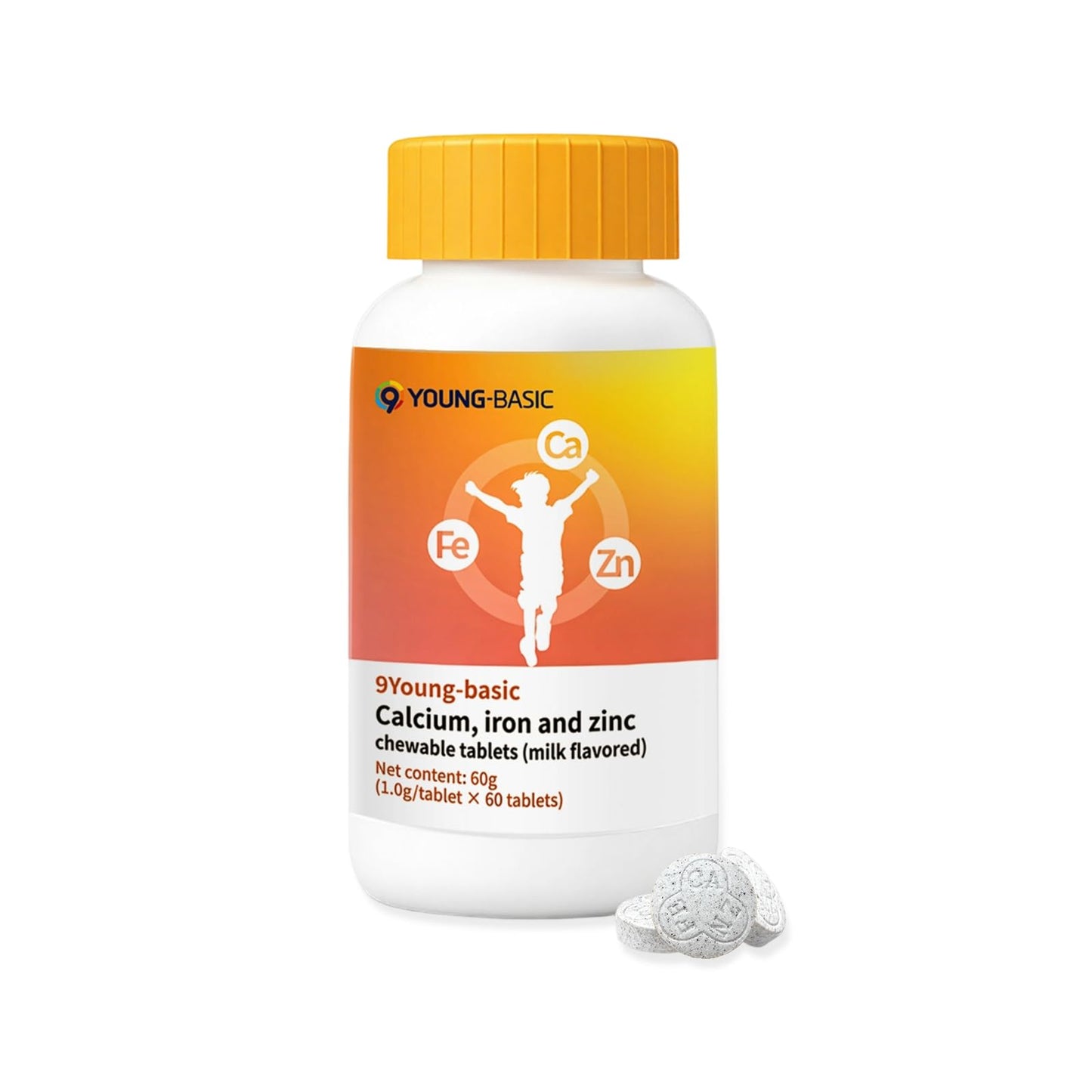 9 YOUNG-BASIC Calcium Citrate Chewable Tablets for Kids & Adults, 1 Tablet
