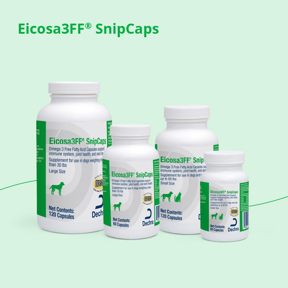 Eicosa3FF SnipCaps Omega 3 Free Fatty Acid Capsules for Dogs and Cats, 60 Count