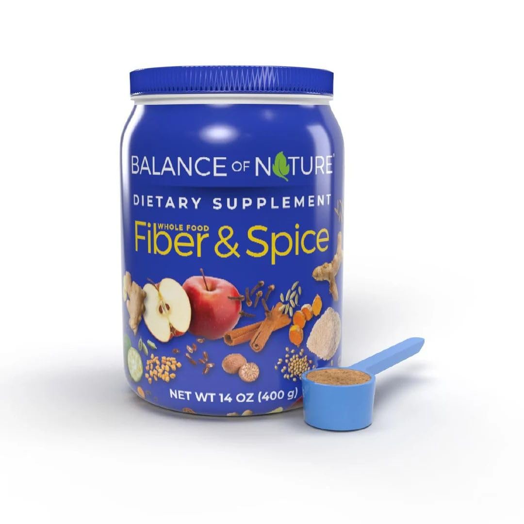 Balance of Nature Fiber & Spice - Psyllium Husk, Flax Seed, Turmeric & Apple Powder, 14 Ounce