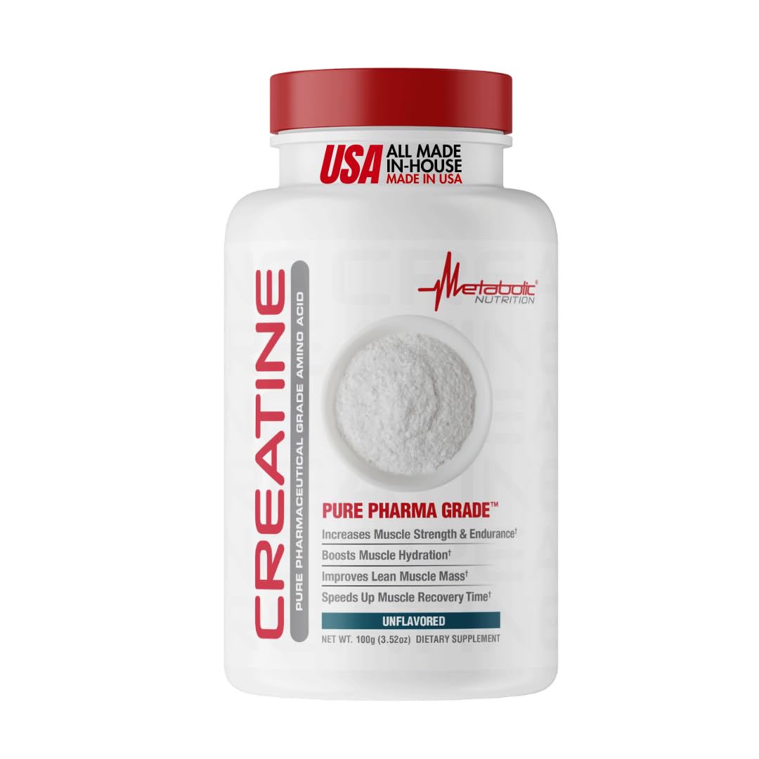 Metabolic Nutrition Creatine Monohydrate Powder, Unflavored, 100g (20 Servings)