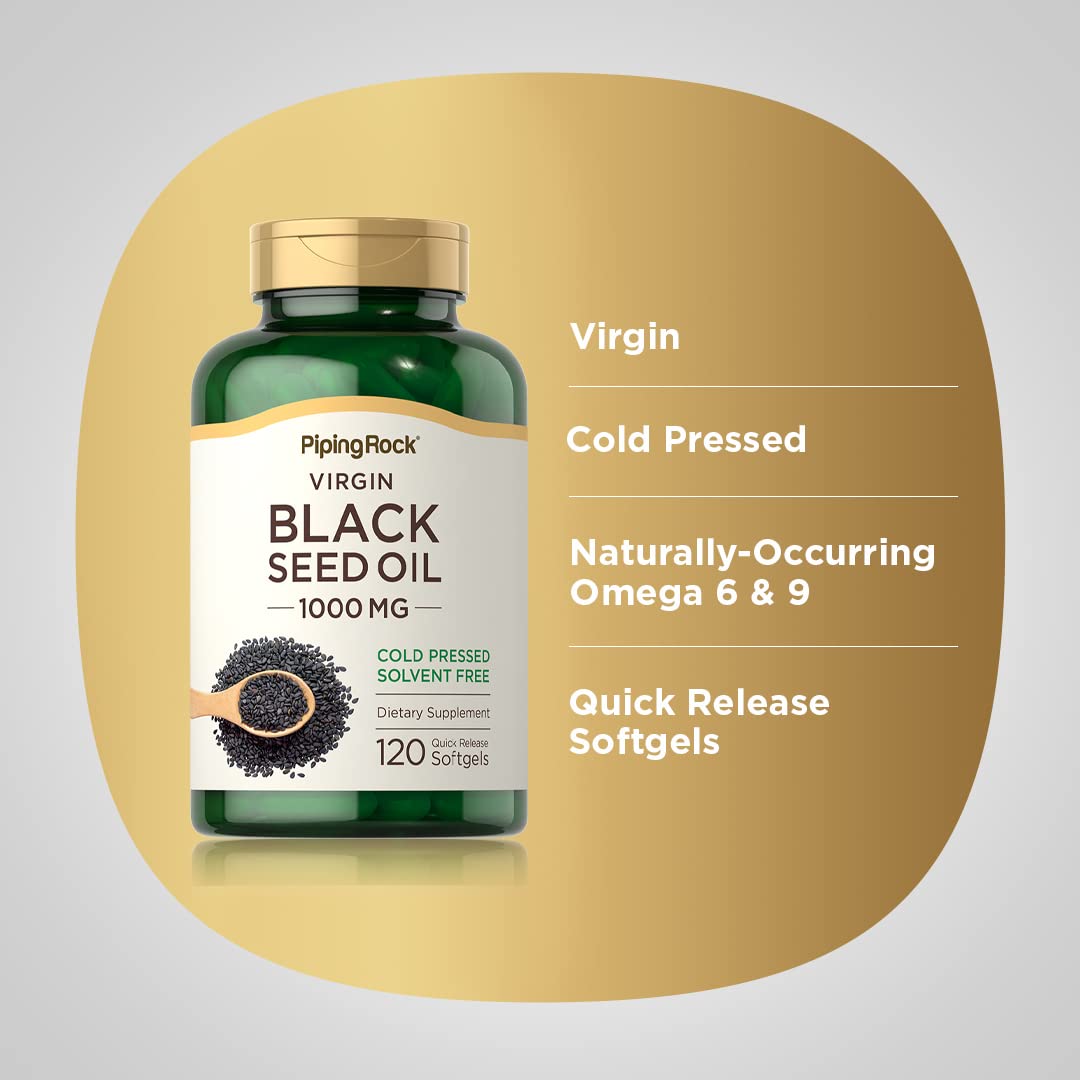 Piping Rock Black Seed Oil Softgel Capsules, 120 Count