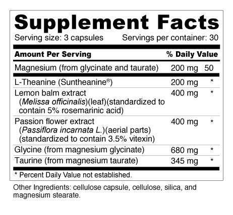Wellness Resources Well+vita Calm Supplement for Relaxation, Sleep & Daytime Zen with Magnesium Glycinate and Taurate, L-Theanine, Passion Flower, Lemon Balm, Taurine, 90 Capsules
