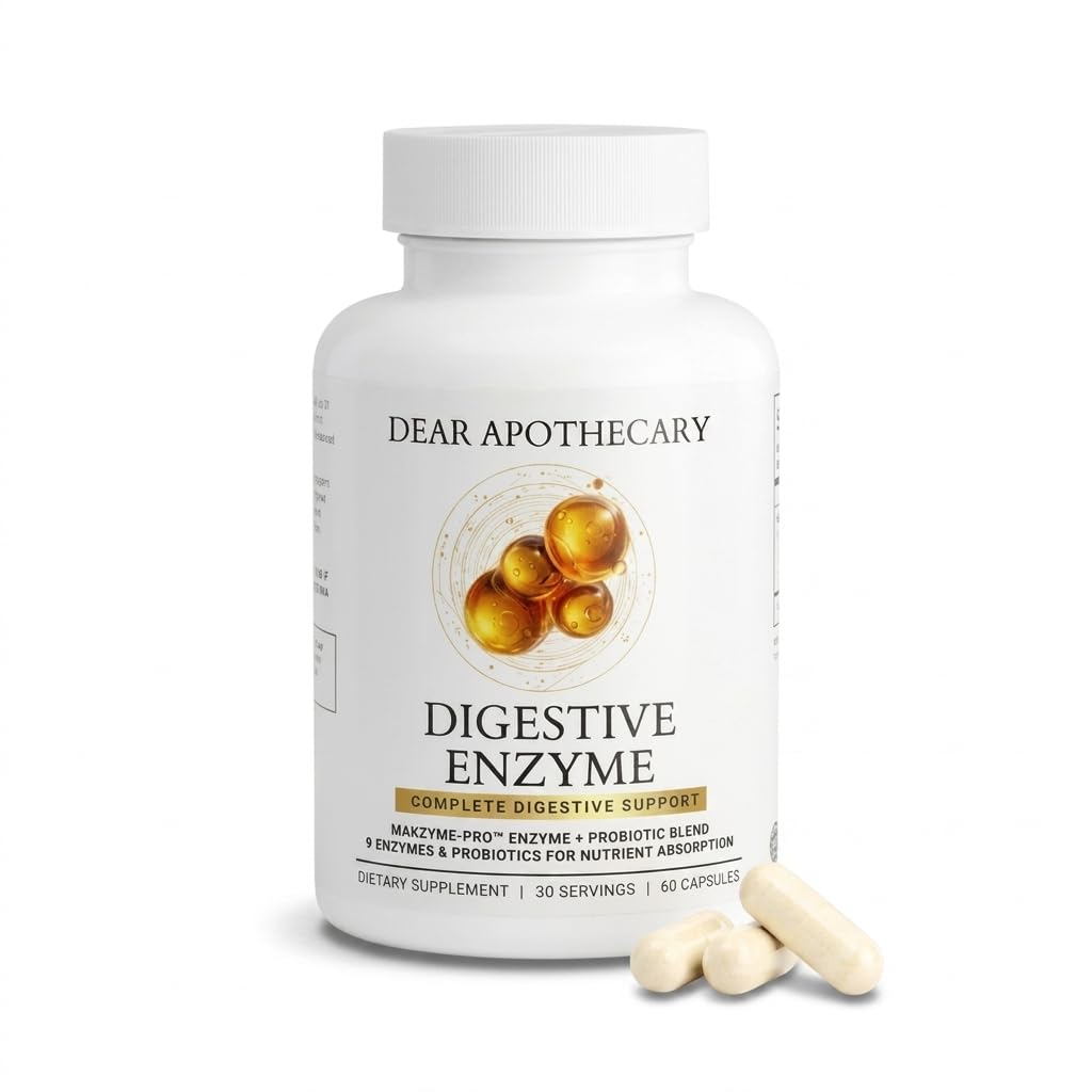 Dear Apothecary Digestive Enzyme 9 Enzyme Blend with Probiotics Capsules, 60 Count