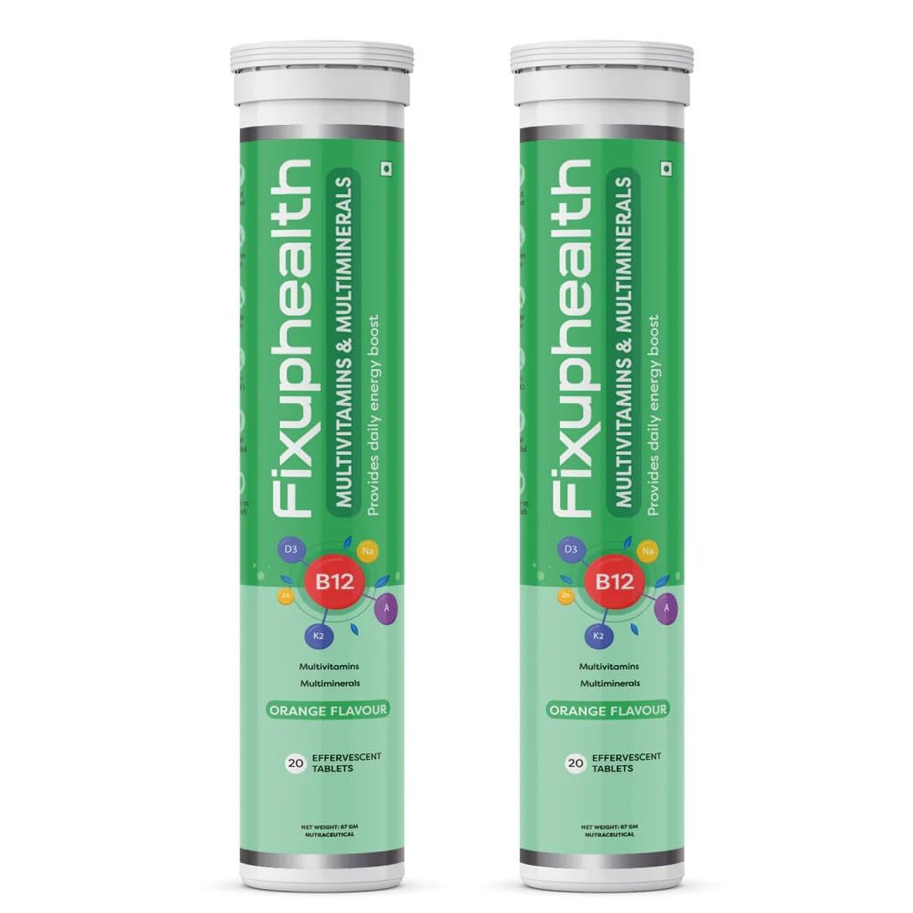 FOUNTINA Fixuphealth Multivitamins and Multiminerals Effervescent Tablets, Orange Flavor, 40 Tablets