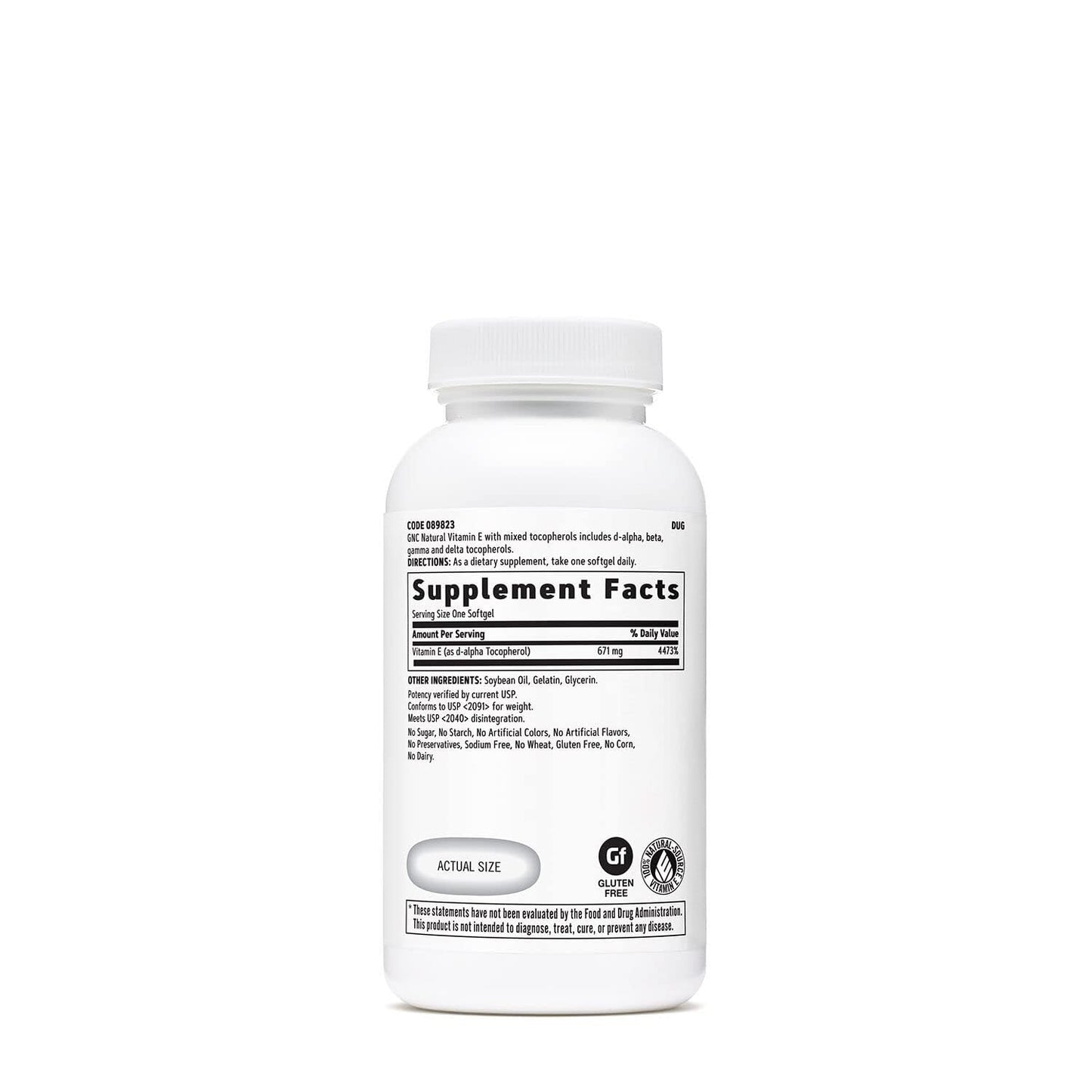 GNC Vitamin E 100% Natural 1000IU Softgels 60