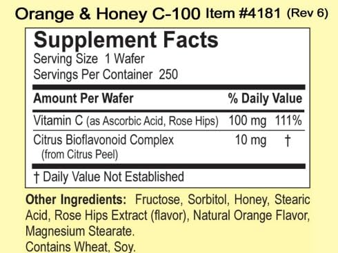Dialyvite Vitamin C100 Orange and Honey Chewable 250 Count
