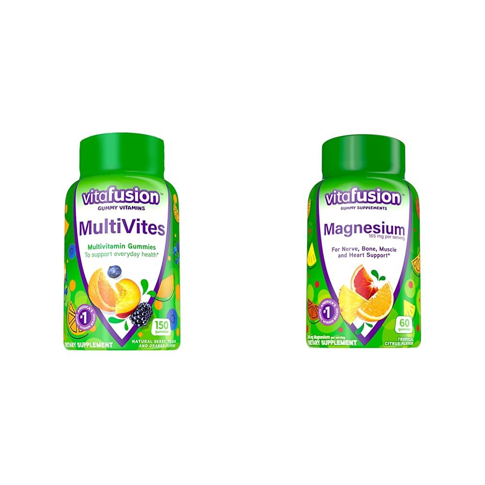 Vitafusion MultiVites Gummy Multivitamins for Adults with 12 Vitamins and Minerals & Magnesium Gummy Supplement, 60 Gummies