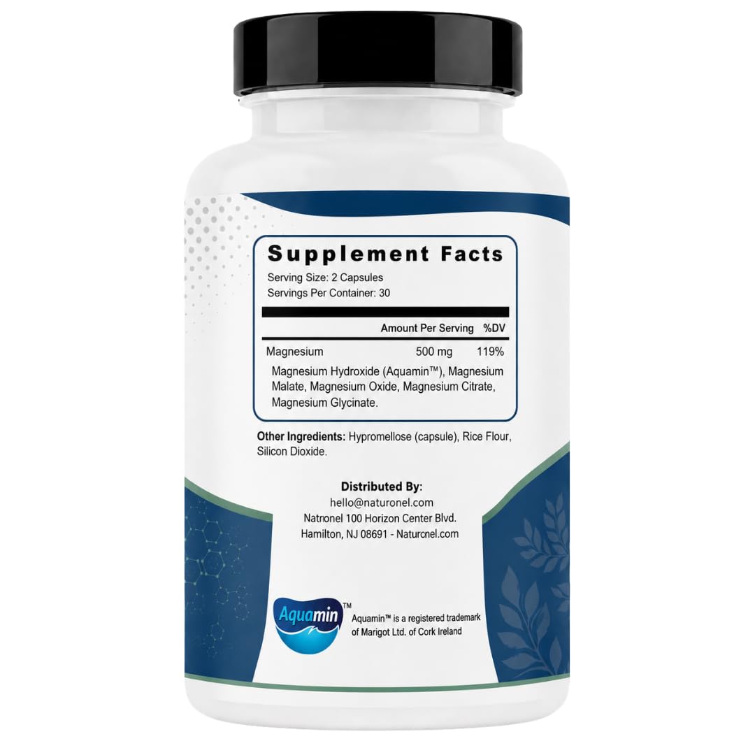 Naturonel Reacted Magnesium 500 mg Multi-Source Magnesium Complex Capsules, 60 Count