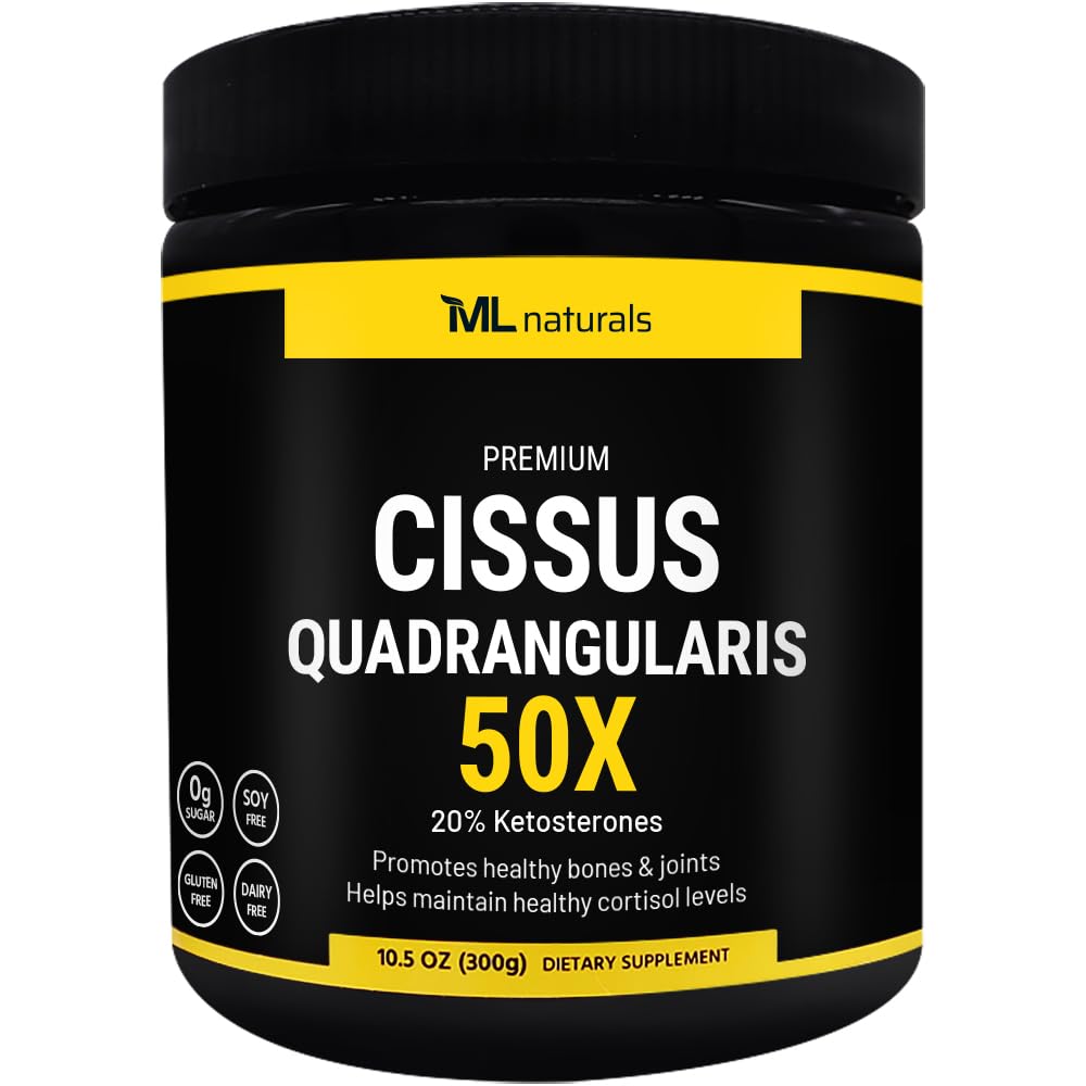 ML Naturals Cissus Quadrangularis Powder 10.58 oz, 50X, 50:1 Extract, 20% Ketosterones, Supports Joint & Bone Health