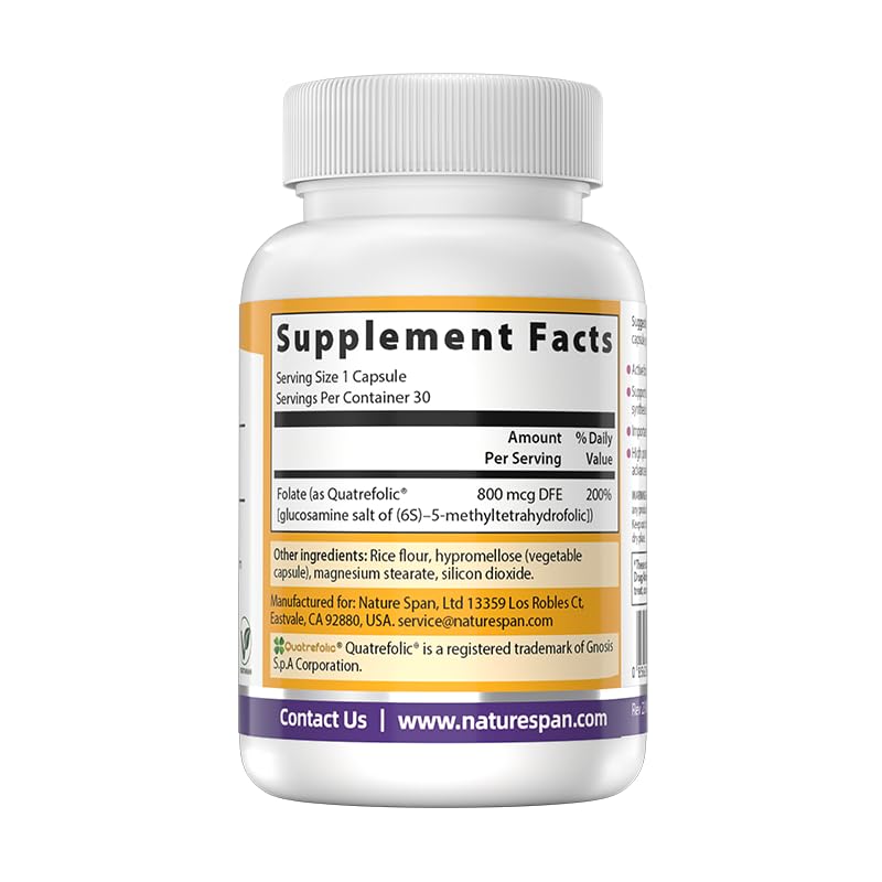 NATURESPAN 6S-5-methyltetrahydrofolic Acid 800 mcg Capsules, 30 Capsules