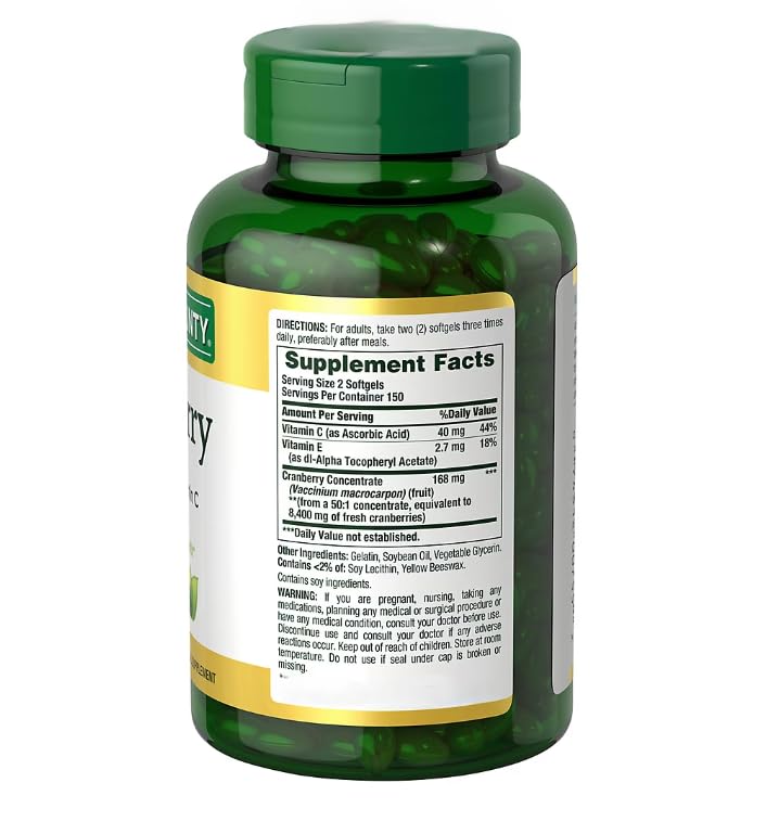 Generic Cranberry Supplement for Women 4200mg with Vitamin C and Vitamin E – Urinary Tract Health Support Softgels 300