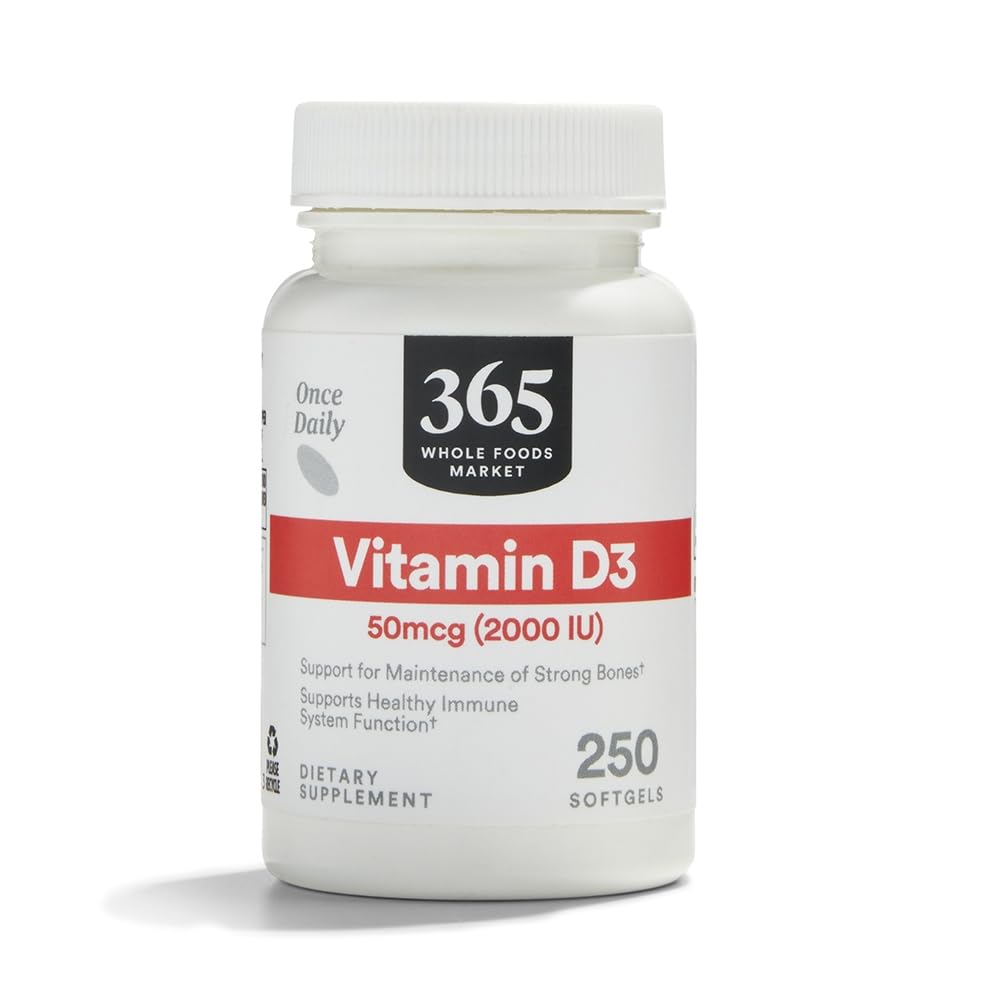 365 by Whole Foods Market Vitamin D3 2000 IU Softgels 250 Count