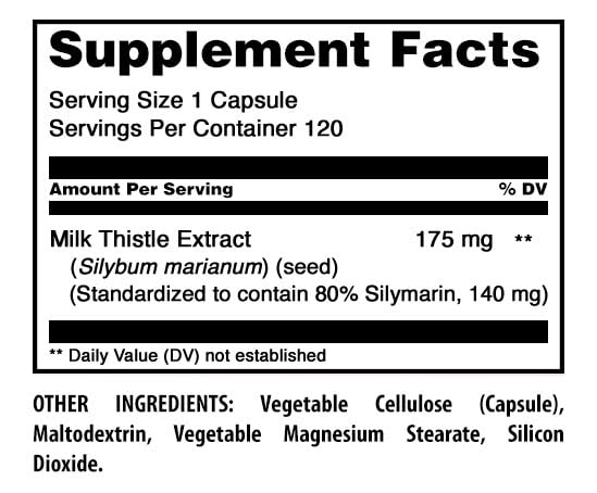 Amazing Nutrition Milk Thistle Supplement Capsules 120 Count