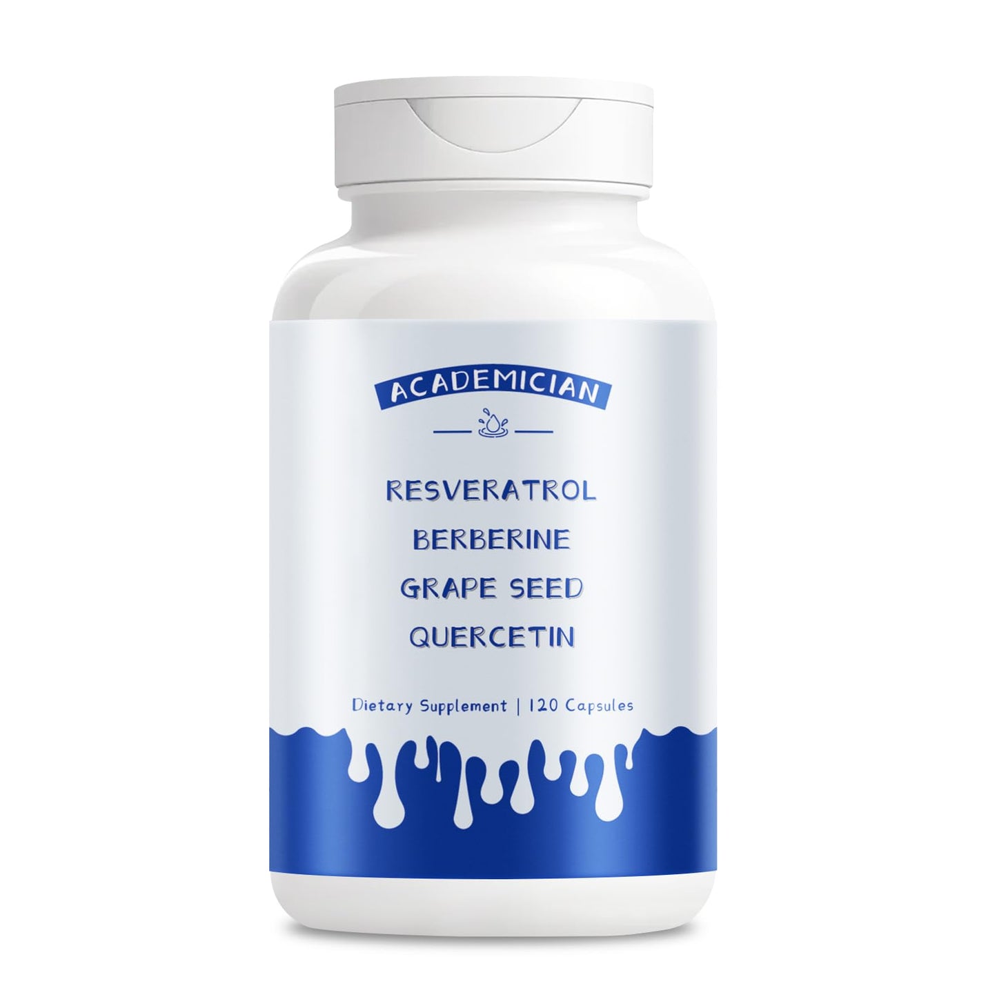 ACADEMICIAN Resveratrol Berberine Quercetin Capsule with Bromelain and Grape Seed Extract - 120 Count
