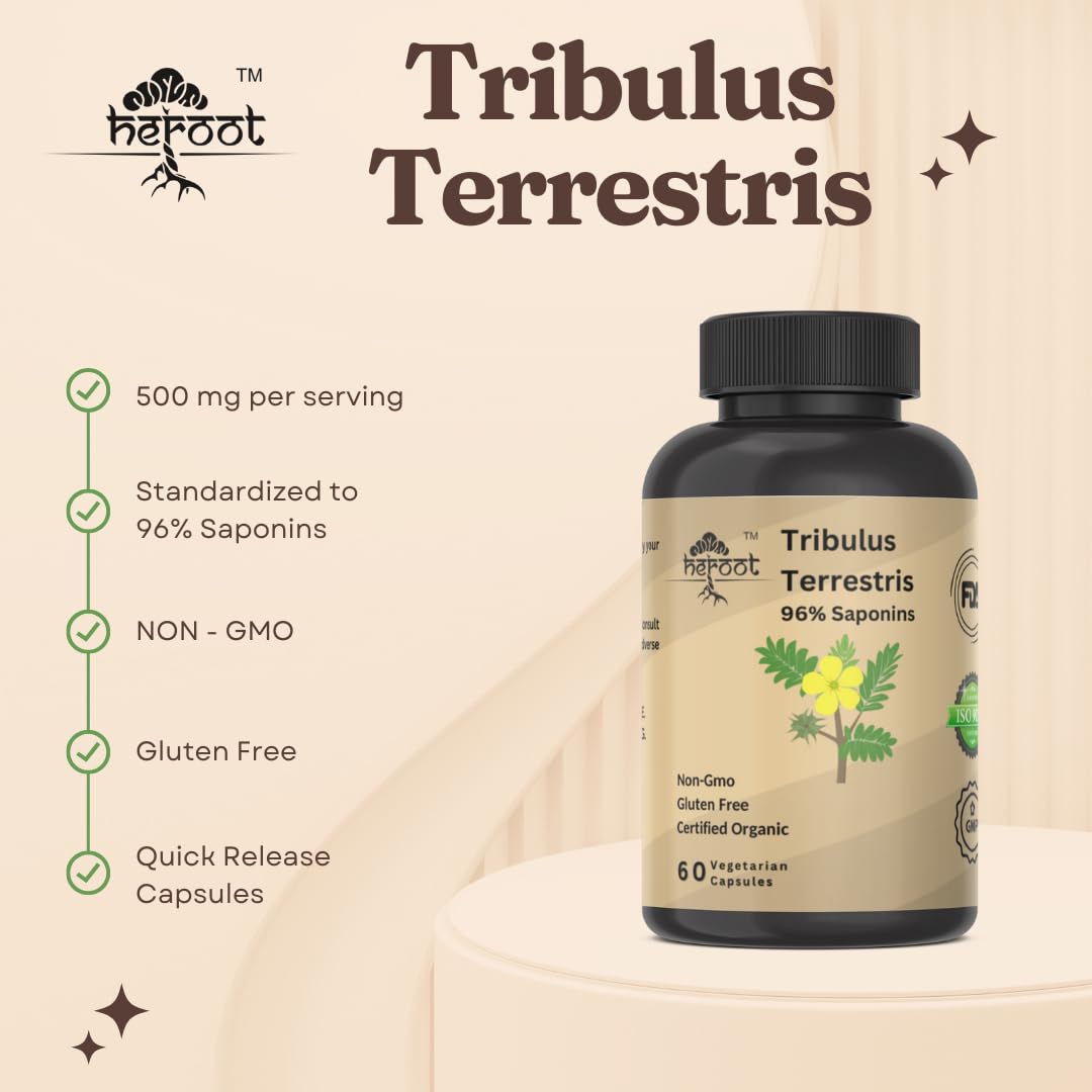 Heroot Tribulus Terrestris Supplement for Men & Women Capsules 60 Count