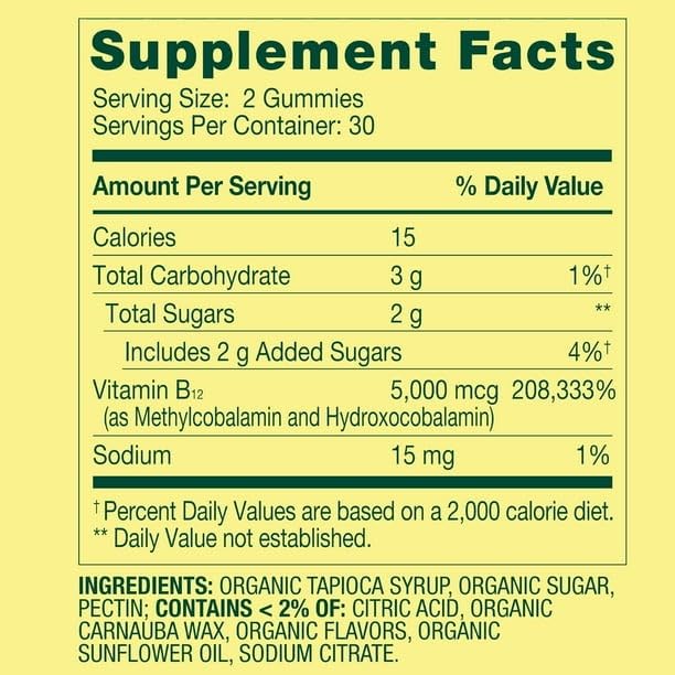 BASKETGOODS Vitamin B12 5000 mcg Gummies Methylcobalamin, 60 Count