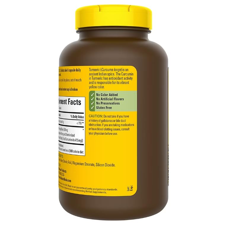 Nature Made Turmeric Curcumin with Standardized Extract Capsules 180 Count