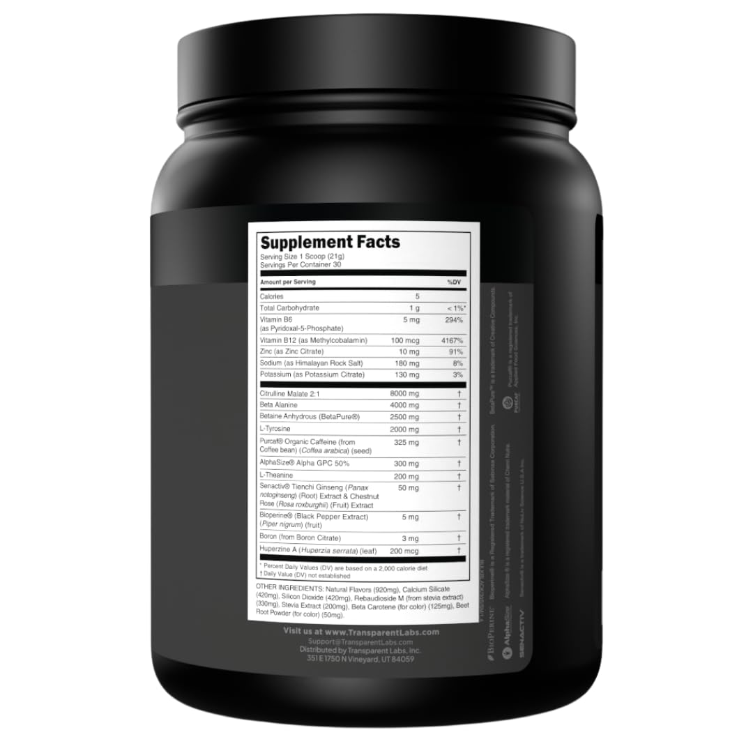Transparent Labs Bulk Black Pre Workout Powder 22.2 Servings