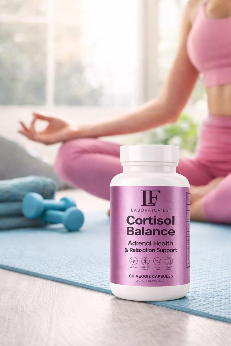 LF Laboratories Stress & Cortisol Support Supplement for Calm, Mood & Sleep with Ashwagandha, L-Theanine & Phosphatidylserine Adrenal Balance Formula – Vegan, Non-GMO, 60 Capsules