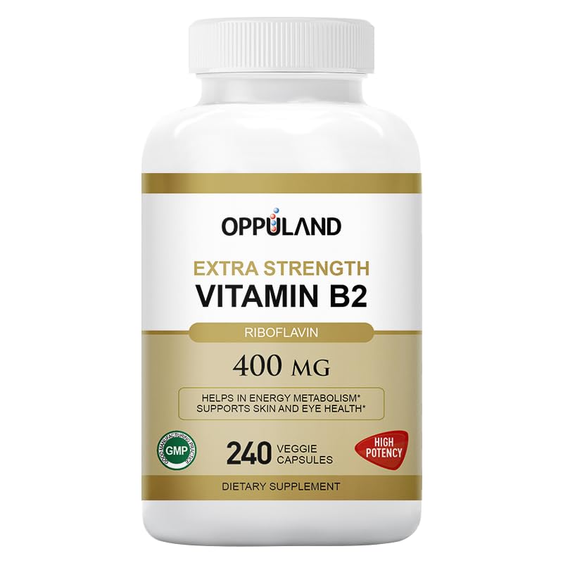 Oppuland Riboflavin Vitamin B2 Supplement 400 mg Capsules, 240 Count