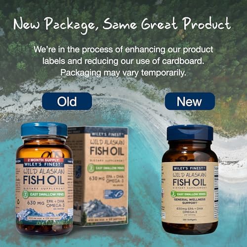 Wiley's Finest Wild Alaskan Fish Oil Easy Swallow Minis Softgels, 120 Count