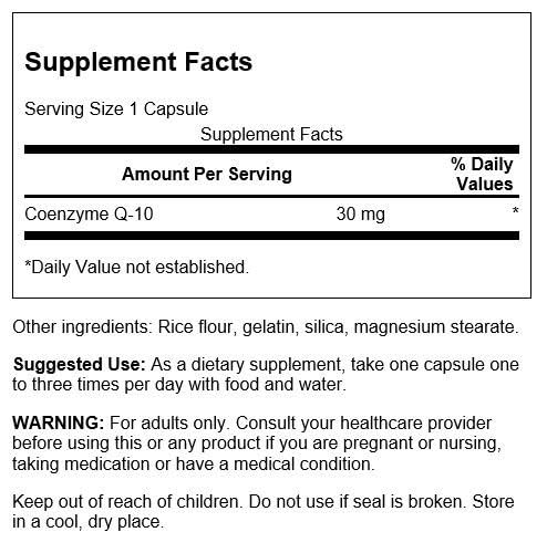 Swanson CoQ10 30 Milligrams Capsules 60 Count