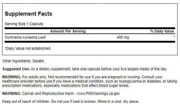 Swanson Full Spectrum Gymnema Sylvestre Leaf Vegan Capsules, 300 Capsules